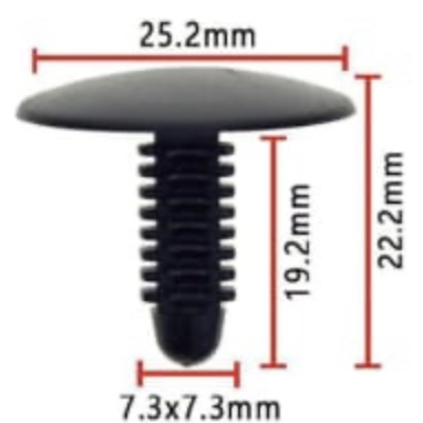 Клипса пластиковая для Chrysler, Ford. 8mm ОЕМ: 4381395, 6501086, 388904S . (брызговики, внутренняя отделка).